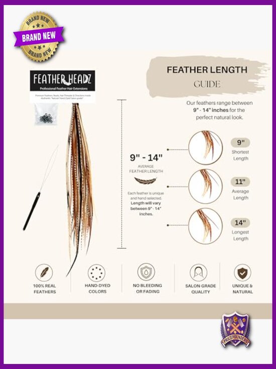 21 Real Feather Hair Extensions – 9-14 in Long – DIY Micro-Link Beads Kit main image 4